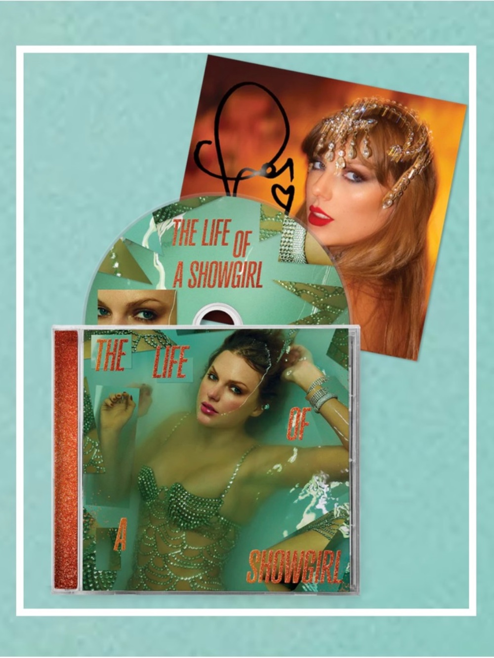 Taylor Swift THE LIFE OF A SHOWGIRL CD + HAND SIGNED PHOTO 1 TLOAS